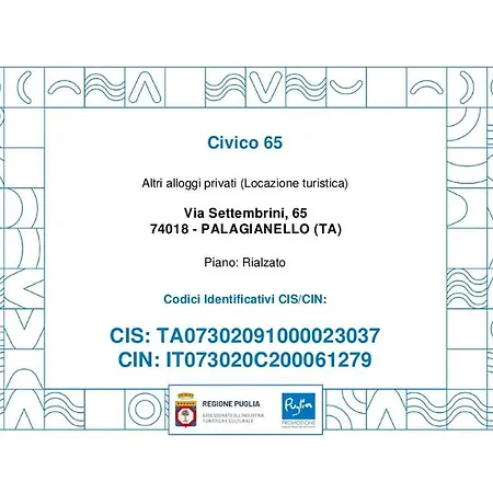 Civico 65 Casa de hóspedes Palagianello
